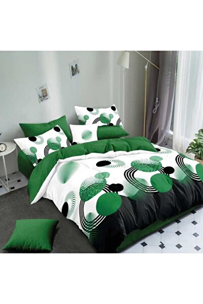 Pucioasa Finet elastic bed linen, 6 pieces, Geometric green circles