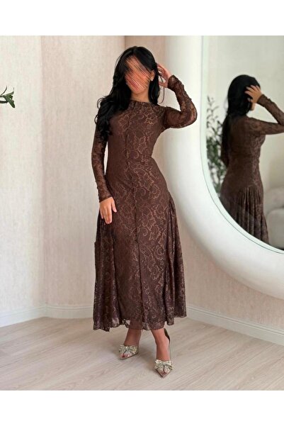 Genenic Elegant brown lace dress