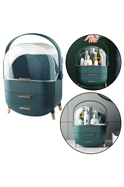 Three top online Cosmetics Organizer Opening Lid Transparent Two Drawers Green