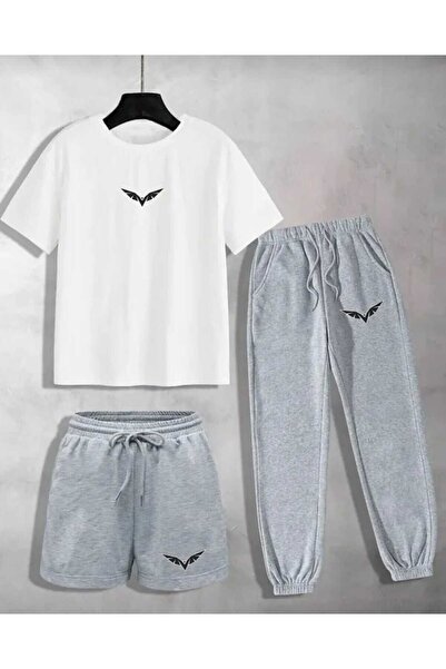 YK WEAR طقم تي شيرت/شورت/بدلة رياضية من 3 قطع للرجال/النساء