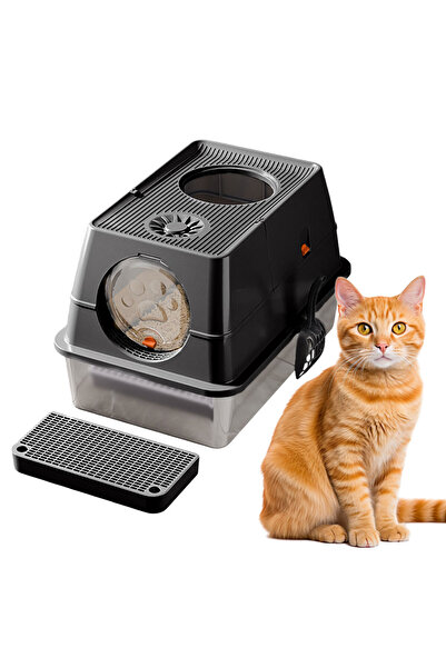 KidLe صندوق فضلات قطط من الفولاذ المقاوم للصدأ مع غطاء، صندوق فضلات مرتفع الج...