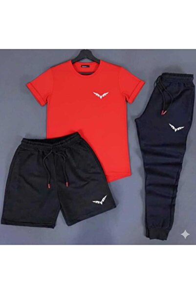 YK WEAR طقم تي شيرت/شورت/بدلة رياضية من 3 قطع للرجال/النساء