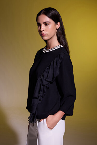 Jus De Pommes YAKASI İŞLEME DETAYLI BLUZ