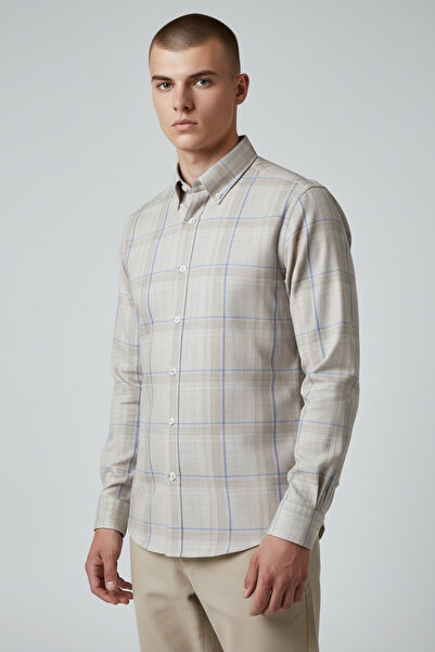AtlasGiyim Long Sleeve Patterned Tight Fit Shirt (New Season)