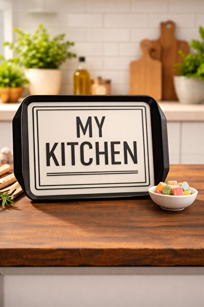 Blackstar My Kitchen Desenli Büyük Boy Servis Tepsisi-Çay ve Kahve Tepsisi