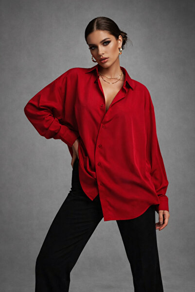 Rich Women's Red Oversized Shirt