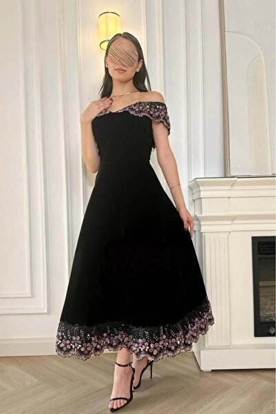 Genenic فستان اسود مورد