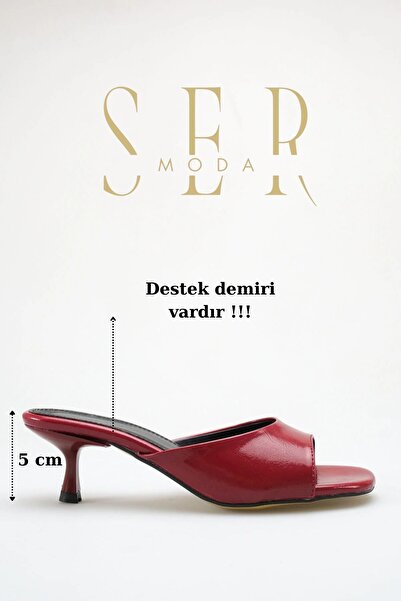 sermoda Women's Heeled Slippers - 5 cm Thin Heel Blunt Toe Women's Slippers B...