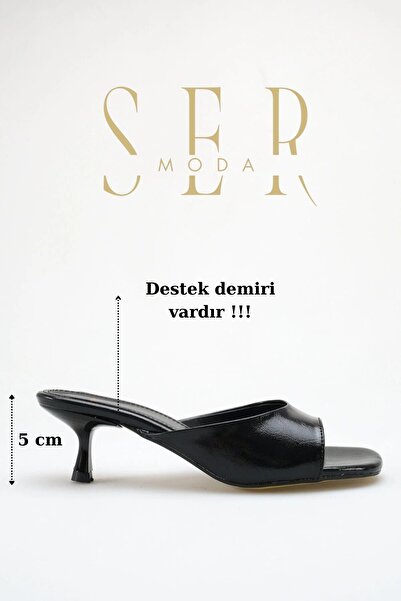 sermoda Heeled women's slippers - 5 cm thin heeled blunt toe women's slippers...