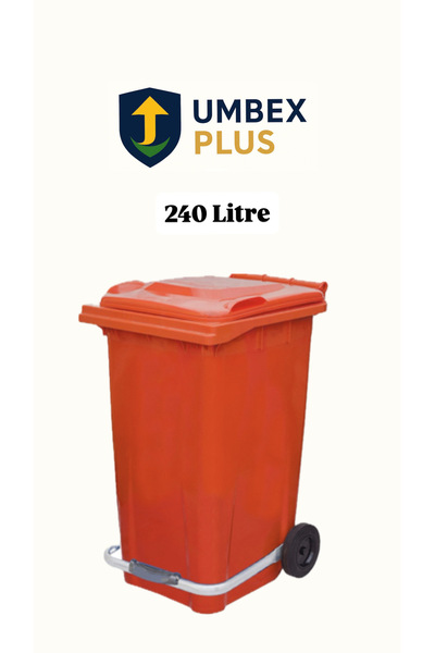 UMBEX PLUS Plastik Metal Pedallı Çöp Konteyneri 240 Litre Konteyner - Isıya D...