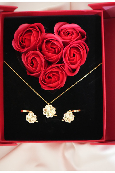 eva silvera Sevgiliye Özel Hediyesi Zirkon Taşlı Yoncalı Kolye Silver Kaplama...