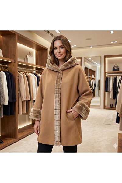 ihaoo Women's raglan sleeve cardigan with fur