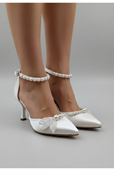 ŞAH Pearl Stone Embellished 7cm Heeled Wedding Dress Wedding Evening Dress Shoes