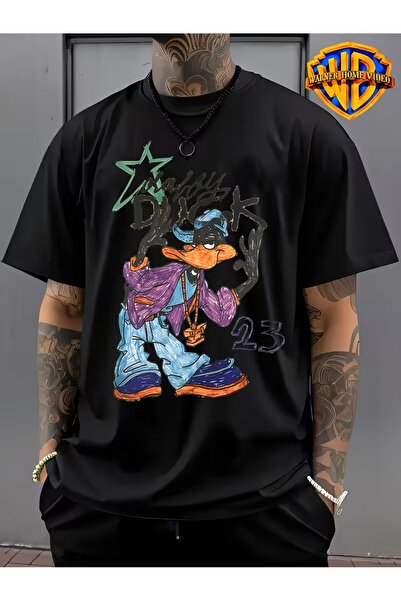 oneagılyazı Daffy Duck Themed Short Sleeve T-Shirt - Cartoon Character Street...