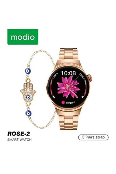 Modio Rose -2 Ladies Smart Watch with Three Strap Sets for iPhone and android...