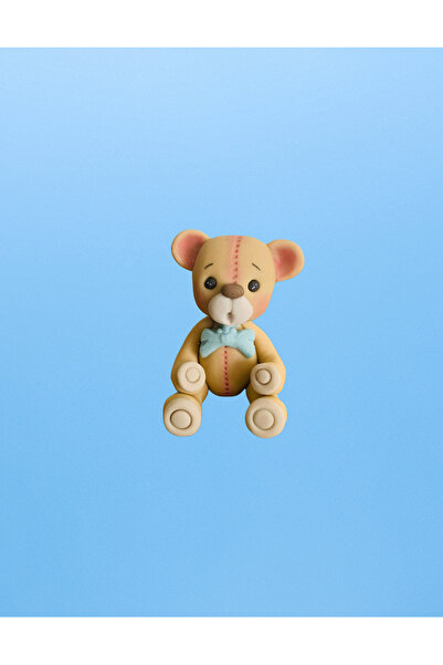 FigurinArt Figurină tort pastă de zahăr - Ursuleț băiețel - Handmade