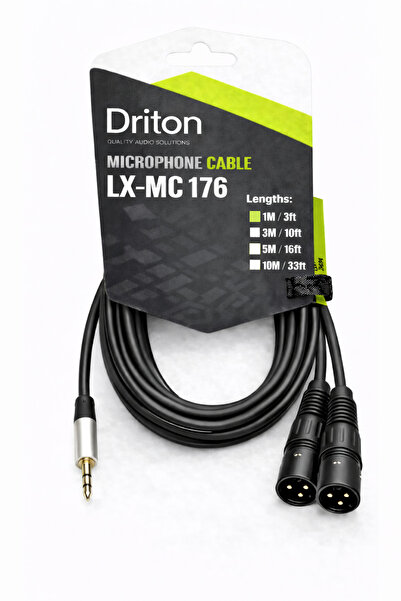 DRİTON LX-MC LX-176 نظام صوت وضوء بطول 1 متر، كابل ستيريو XLR-XLR ذكر و3.5 ست...