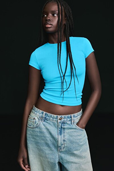 Bershka Kısa kollu bisiklet yaka t-shirt