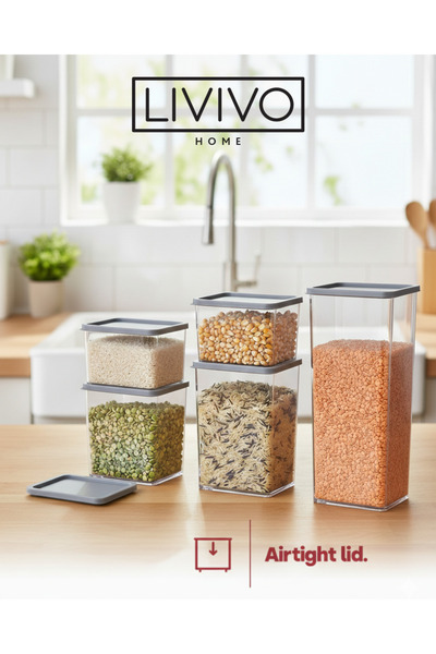 LIVIVO Food Storage Containers Set of 5 Pcs - Grey