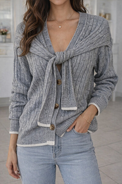 Store Bağlama detaylı triko hırka