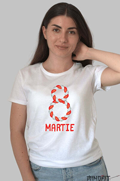 GILDAN Tricou 8 Martie Martisor Rasucit Red And White Dama