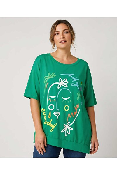 ihaoo Women's green short-sleeved asymmetrical blouse