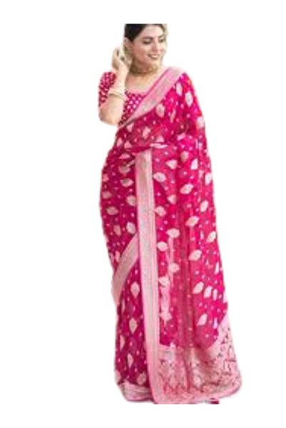 MYSMAR ساري جورجيت منسوج من كوين بينك باناراسي خادي - KTZ6037