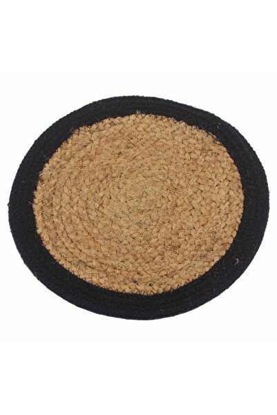 OEM Jute and Cotton Napkin with Black Border, India, 30 x 30 cm