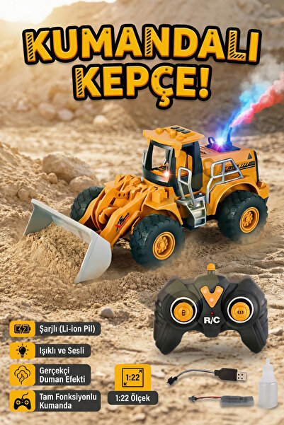craftivio Uzaktan Kumandalı Şarjlı Kepçe 1:22 Ölçek Gerçekçi Duman Çıkaran Iş...