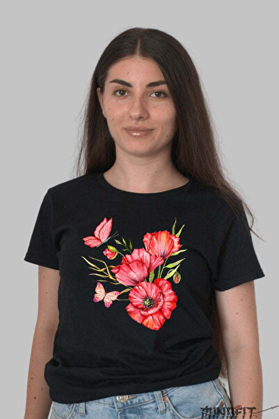GILDAN Tricou Cu Flori De Primavara Maci Rosie Aprinsa Dama