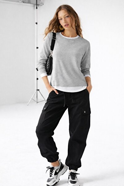 SHEBARA Regular Fit Cycling Collar Long Sleeve T-Shirt