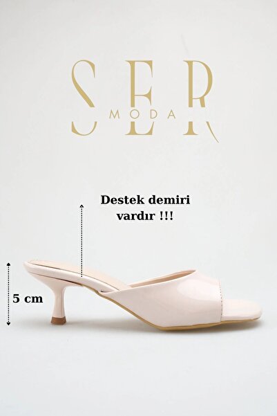 sermoda Women's Heeled Slippers - 5 cm Thin Heel, Blunt Toe Women's Slippers,...