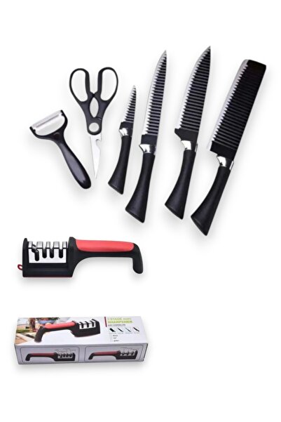 Otto Set of 6 Stainless Steel Knives + 3-Level Manual Sharpener