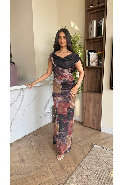 Warazan A-shoulder fitted dress