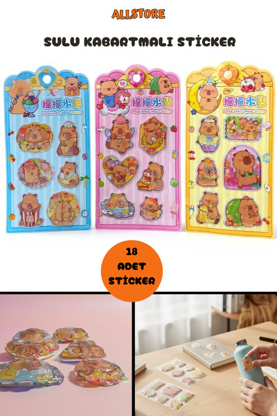 ALLStore CAPYBARA (KAPİBARA) SULU STİCKER TELEFON,DEFTER VS. SÜSÜ 18 ADET