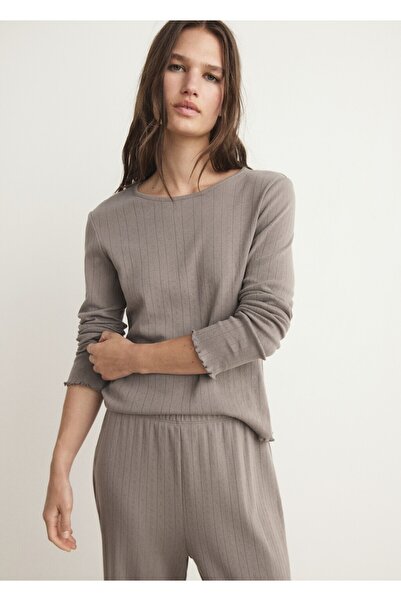 MANGO Woman Zweiteiliger Pyjama aus perforierter Baumwolle