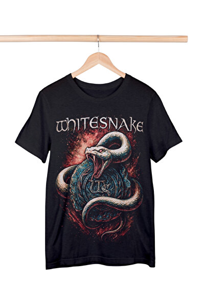 Texclusive تي شيرت Whitesnake أسود للجنسين تي شيرت روك ميتال
