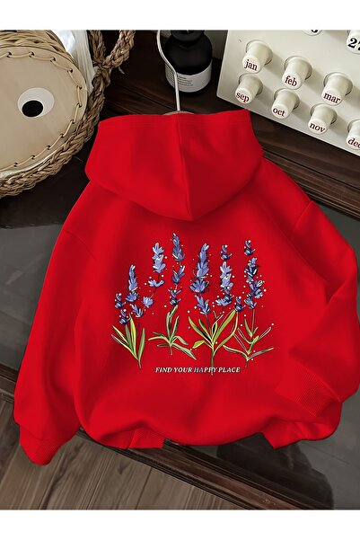 Deocept Unisex Lavender Printed Hooded Sweatshirt with Kangaroo Pocket, Comfo...