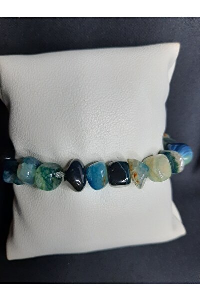 MRYart Turquoise Color Large Cracked Agate Stone Bracelet Unisex