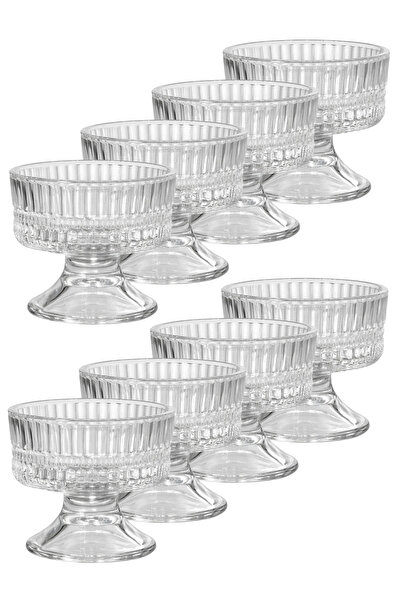 SUPPLIER Set of 8 Crystal Glass Dessert Bowl Set with Base | Premium Cups for...