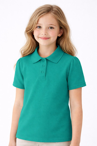 OEM Tricou scoala cu maneca scurta, FETE, tip polo, JADE