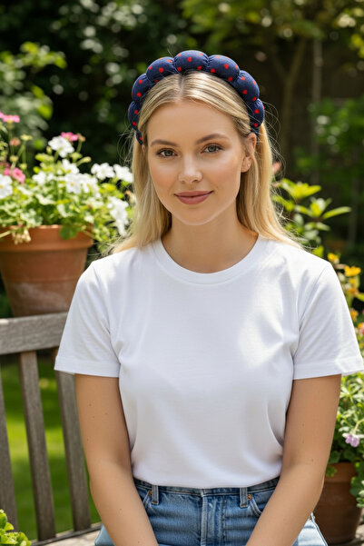 KANİNCHEN Women's Fabric Heart Patterned Crown Buckle Makeup Crown Hair Crown