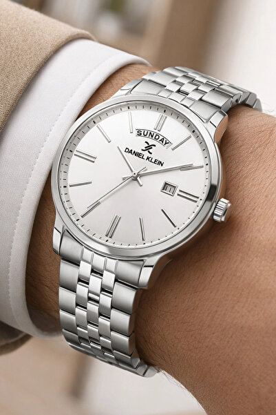 Daniel Klein Steel Cord&Case Calendar Men Wrist Watch Bracelet Gift Silver-Wh...
