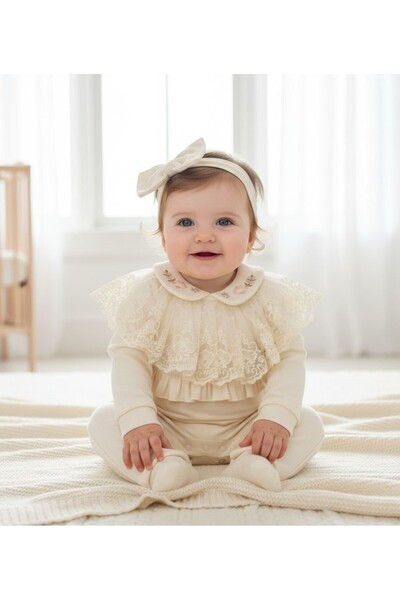 minicayzen KIZ 3/9 AY MOBİL DANTEL YAKALI TULUM