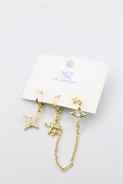 teknoparkx 3-Piece North Star Earrings - Gold