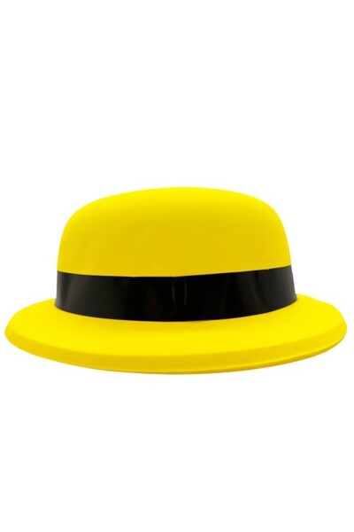 ForWhat Plastic Neon Yellow Bowler Hat for Office Home Office Event Show Costume