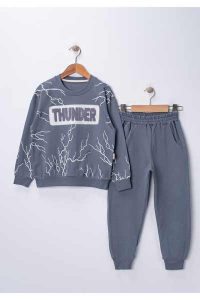 ZİMEXİ Printed and Embroidered Boys' Tracksuit Set
