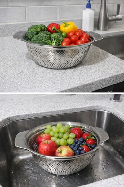 DİES Profesyonel 304 Paslanmaz Çelik Süzgeç 23 cm Kendinden Kulplu Alman Tipi...