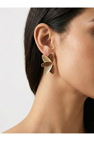 GLANZEND Lotus Çiçek Form Kadın Küpe Çelik Çiçek Küpe Şık Tasarım