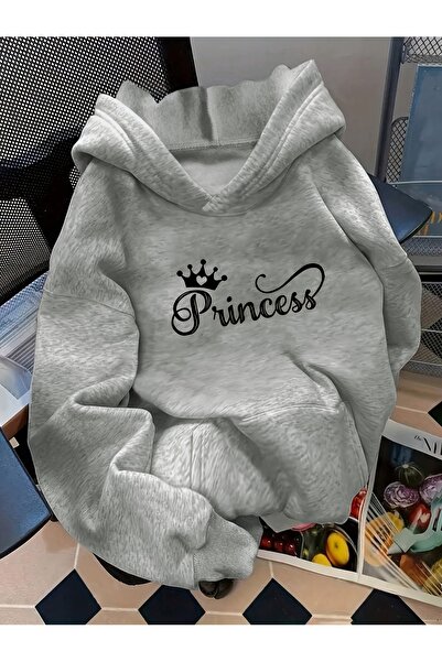 Deocept Unisex Φούτερ με στάμπα Princess, με κουκούλα και τσέπη καγκουρό, άνε...